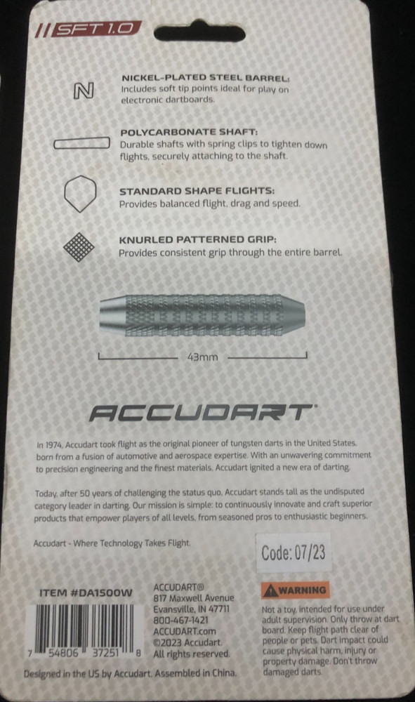 ACCUDART SFT 1.0 SOFT TIP 2 DART SETS 6 DARTS