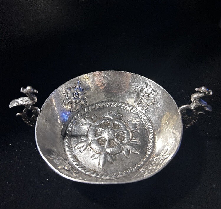 Serving Floral Bird Design German 800 Silver