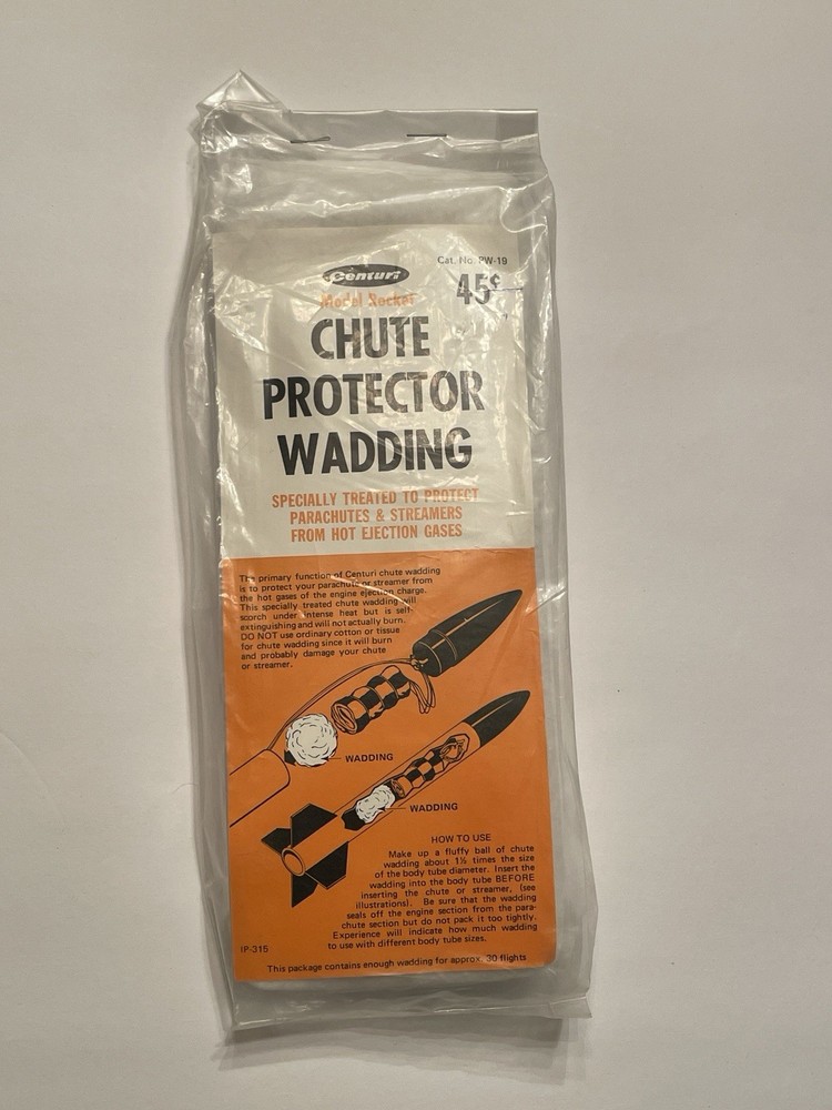 Centuri Flying Model Rocket Chute Protector Wadding MIB Sealed Estes Rocketry