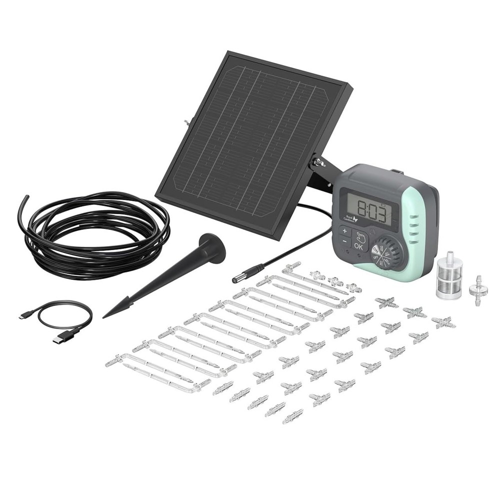 RainPoint Solar Drip Irrigation Kit with timer and built-in pump