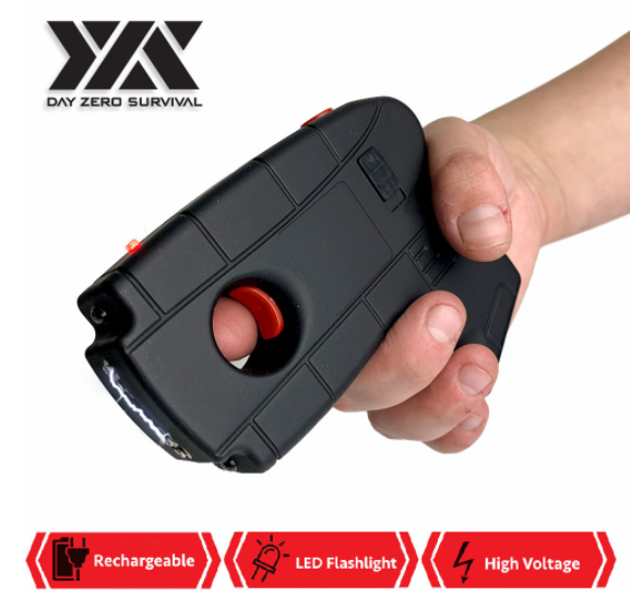 DZS 10 Million Volt Rechargeable Pistol Grip STUN GUN w/ Light & Pocket Holster
