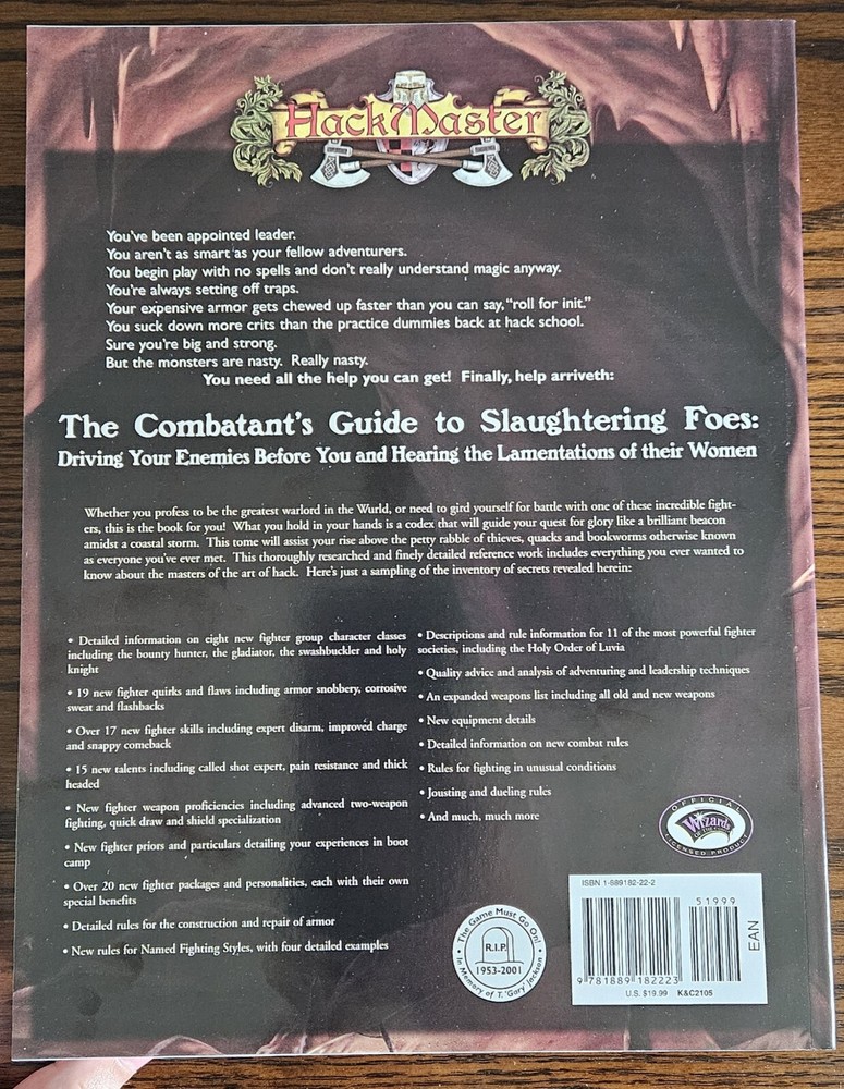 Combatant's Guide To Slaughtering Foes - Hackmaster