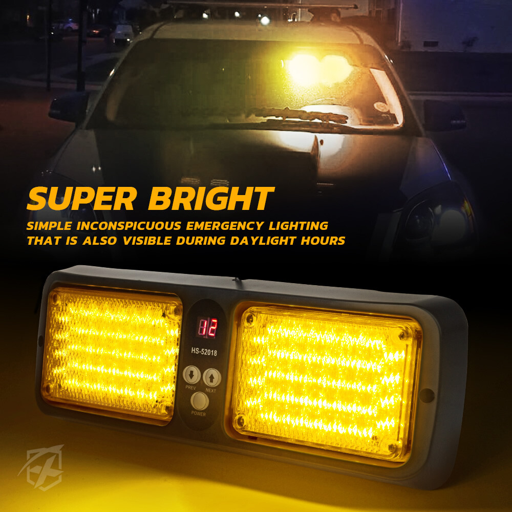 Xprite Amber/Yellow 86 LED Strobe Light Sunshield Visor Mount Emergency Warning