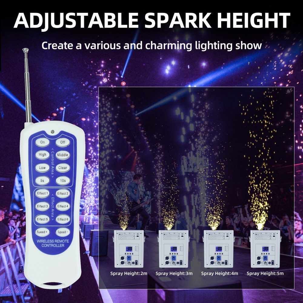 2PCS 750W Cold Spark Firework Machine DJ Event Party Machine with Flight Case
