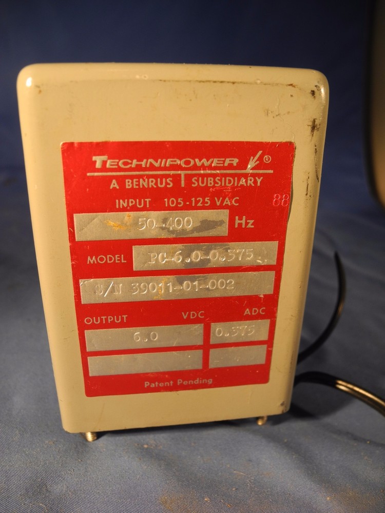 TECHNIPOWER TRANSFORMER PC-6.0-0.375  OUTPUT 6VDC  50-400 Hz