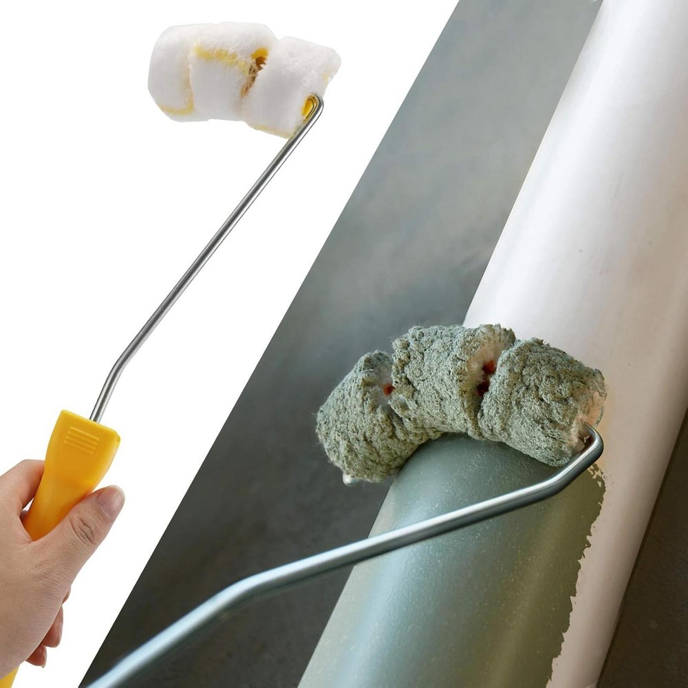 Paint Roller for Pipe with Frame for Curved Surface and Tight Space Smooth