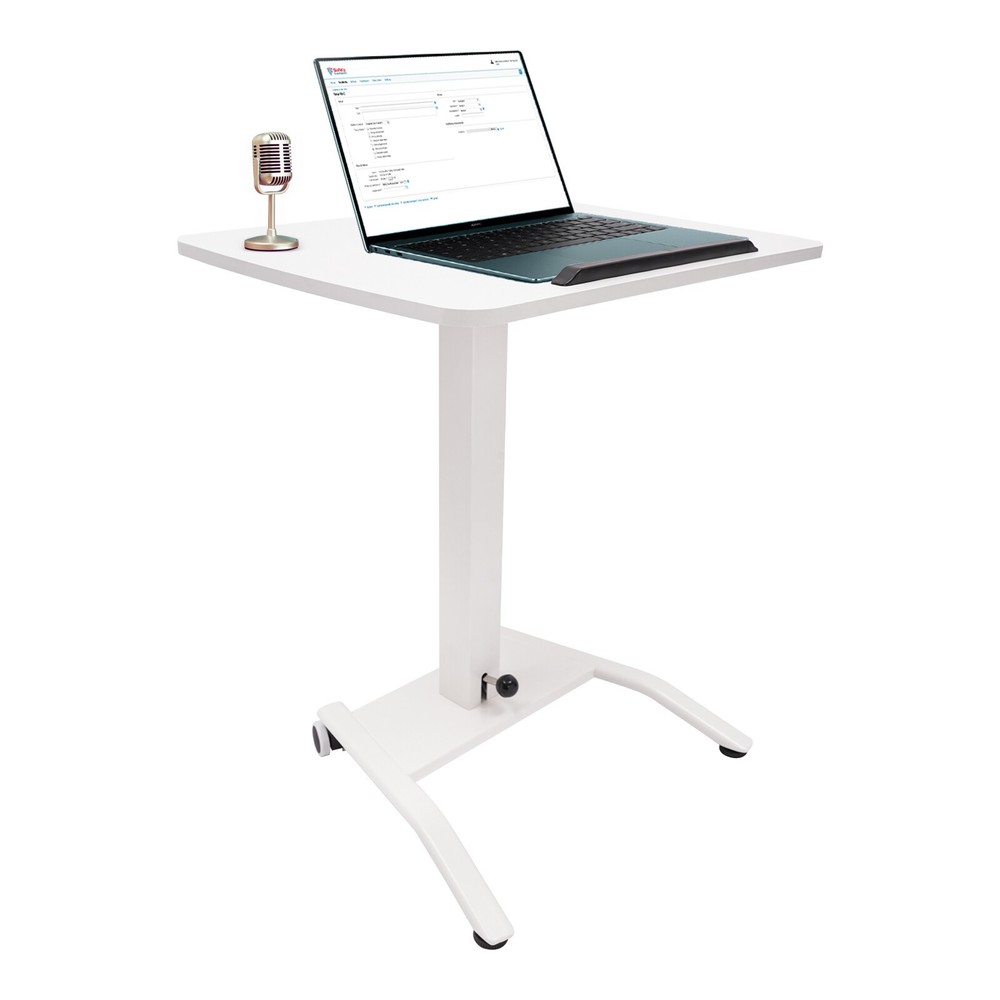 Adjustable Rolling Desk Rolling Podium Desk Standing Lifting Computer Desk White
