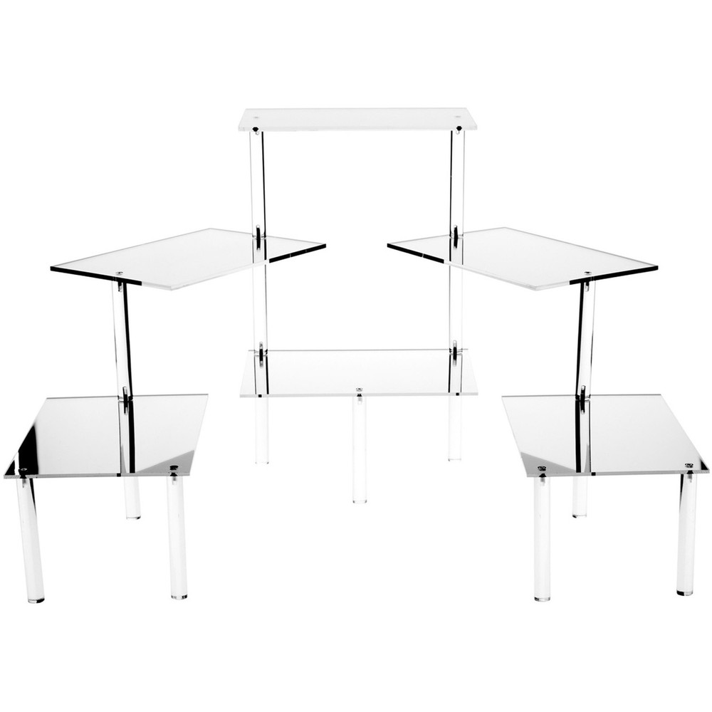 Plymor Acrylic Rectangular 6-Platform Multi-Item Riser (Mirrored), 18.75" x 54"