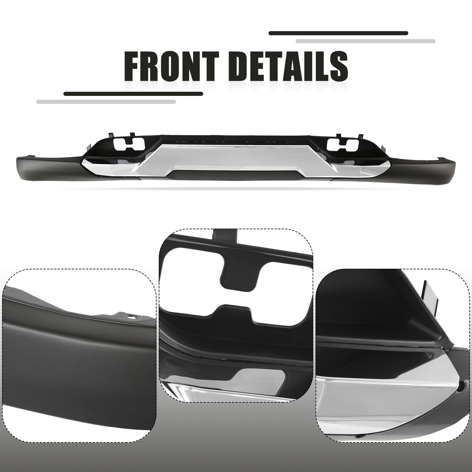 For Silverado 1500 2016-2018 Front Bumper Valance + Chrome Skid Plate W/Z71