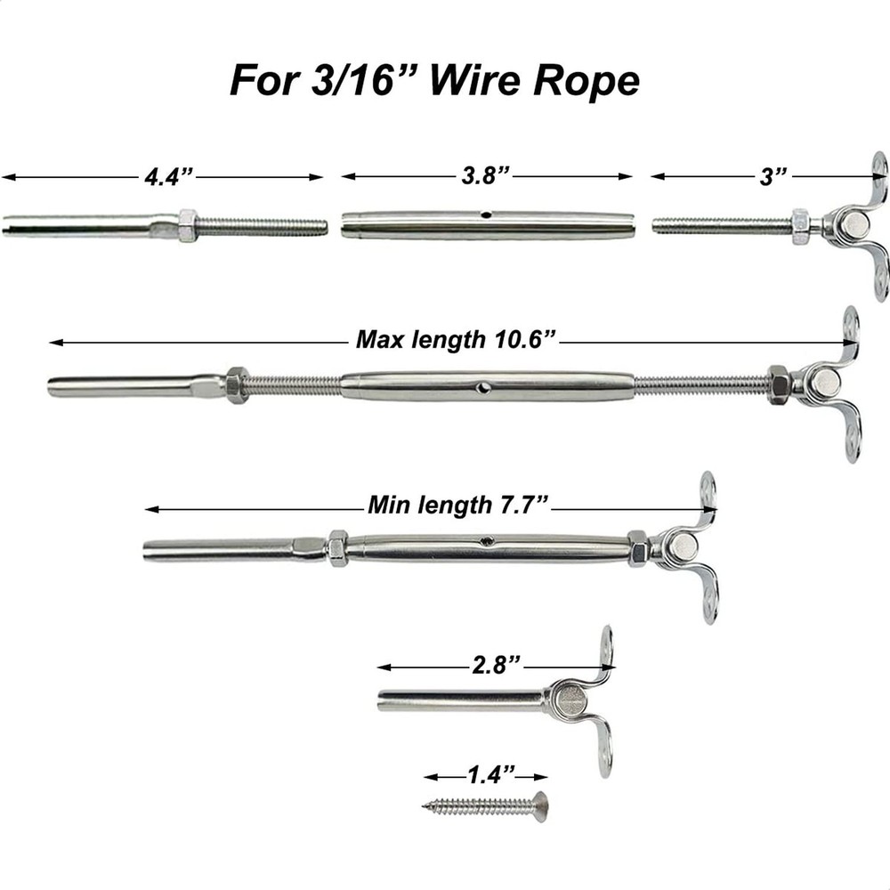 Stainless Steel Cable Railing System Kit,12 Pairs Adjustable Angle Cable Rail...