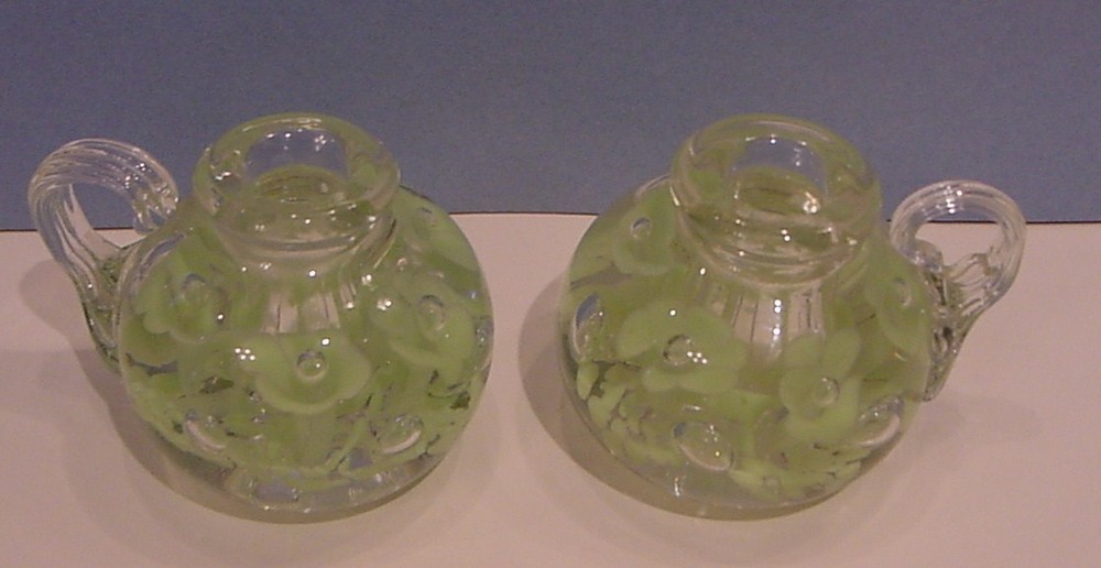 Pair St. Clair Glass Candlesticks