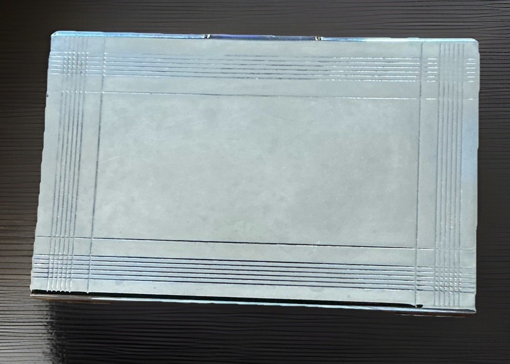 Vintage Silver Plate Business Card Case Etched Grid Front Design Unmarked