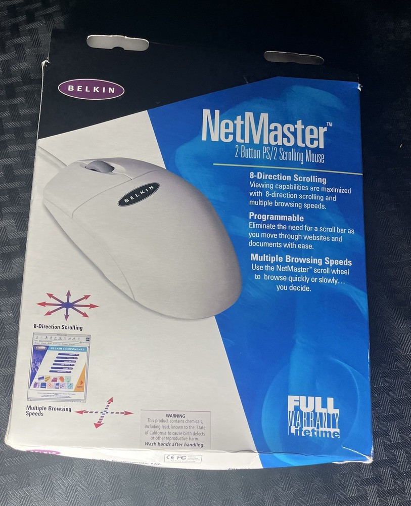 NEW - Belkin NetMaster 2 Button PS Scrolling Mouse