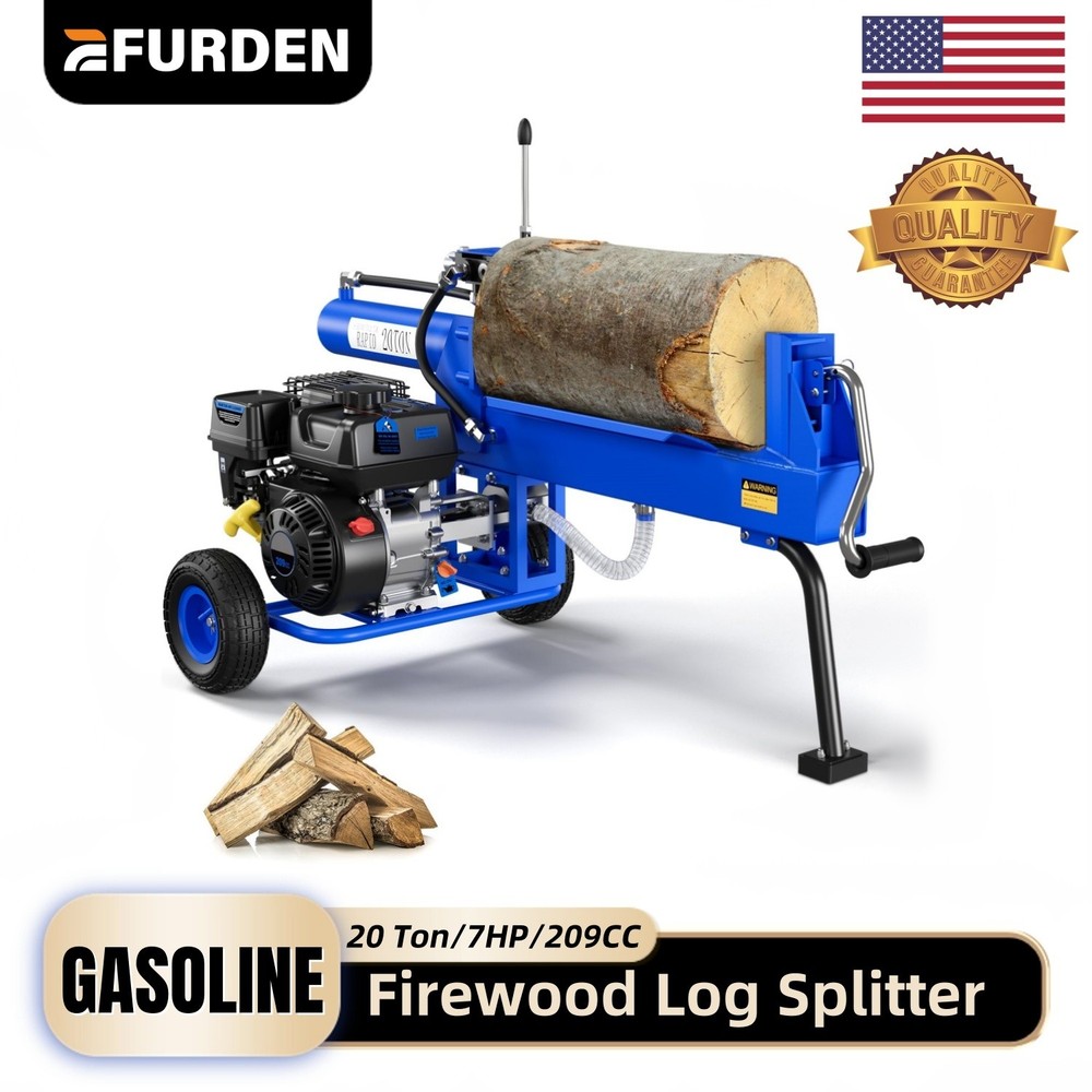 Efurden 20Ton Gas Log Splitter Portable Auto Return Powerful 7HP 16" Max Wood