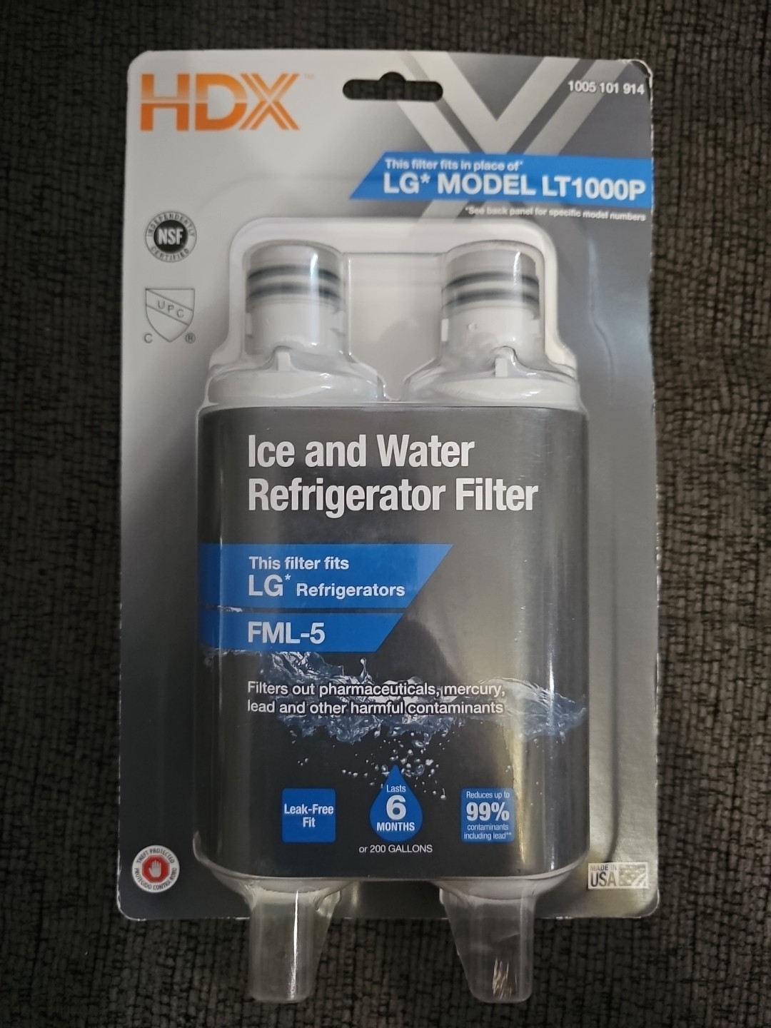 BRAND NEW!! HDX Refrigerator Water Filter Replacement (2-pack) LT1000P