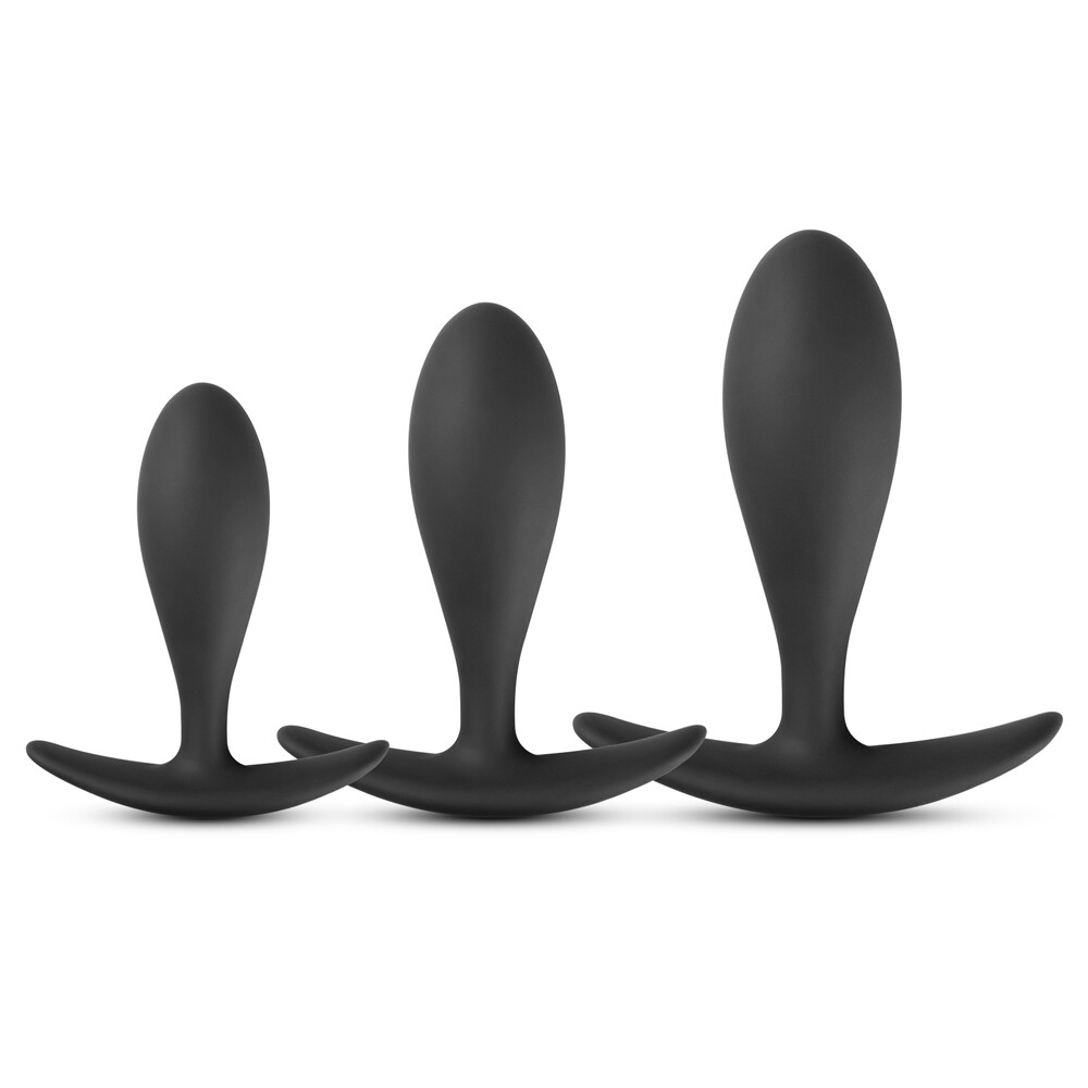 Silicone Trainer Butt Plug Set (Type II), Black (3 pcs) Beginners Starter Set