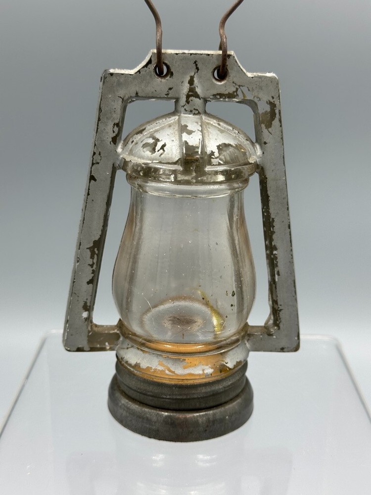 c. 1910 Barn Type 1 LANTERN Glass with Silver Paint CANDY CONTAINER A&E 426