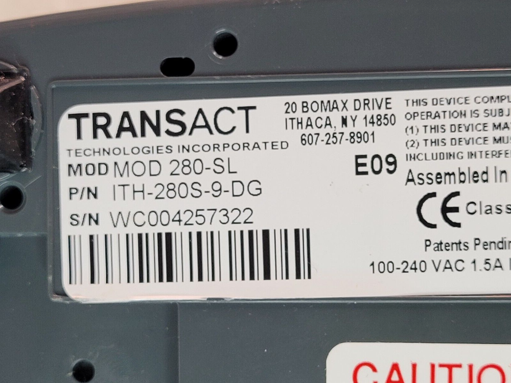 TransACT Ithaca 280S-9-DG Serial Receipt Printer 280-SL Tested Working