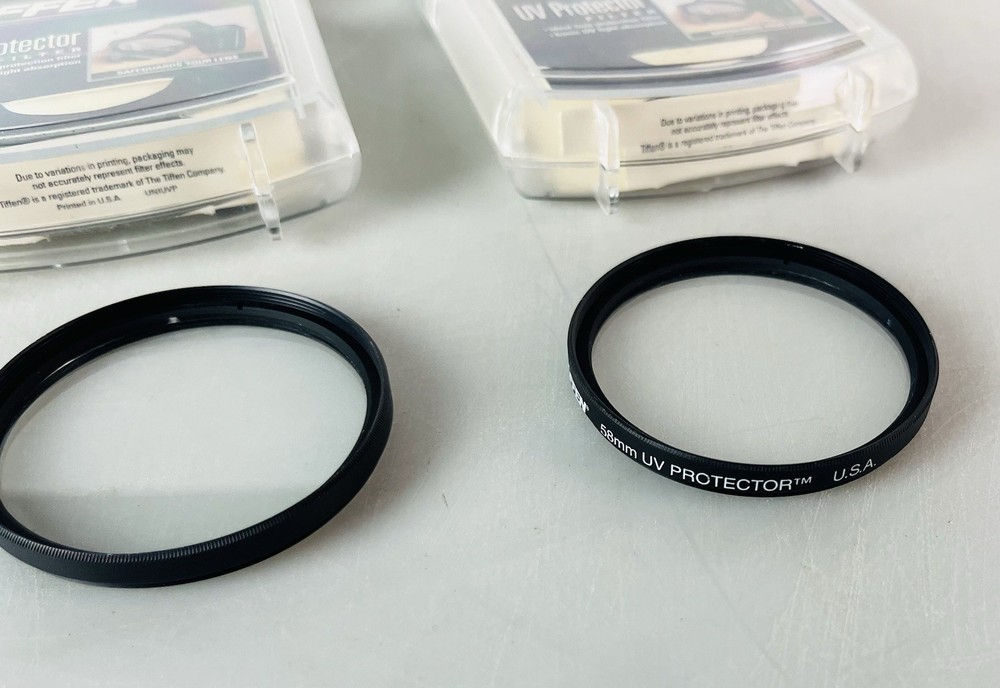 2x Tiffen 58mm UV Protector Filter