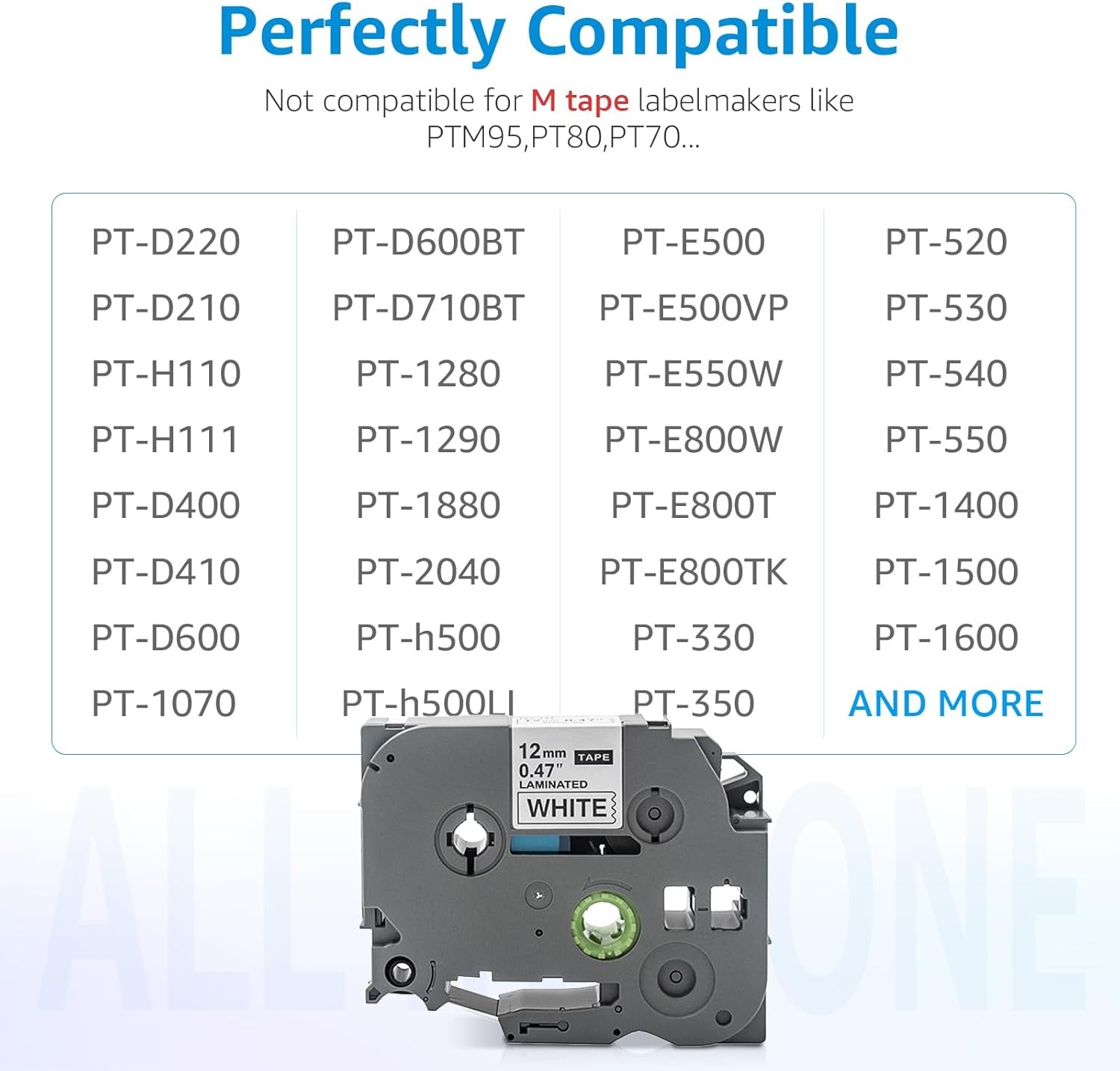 LabelUni TZe-231 Replace for Brother P-Touch TZ TZe 1/2" Tape for PT-D210,5 PK
