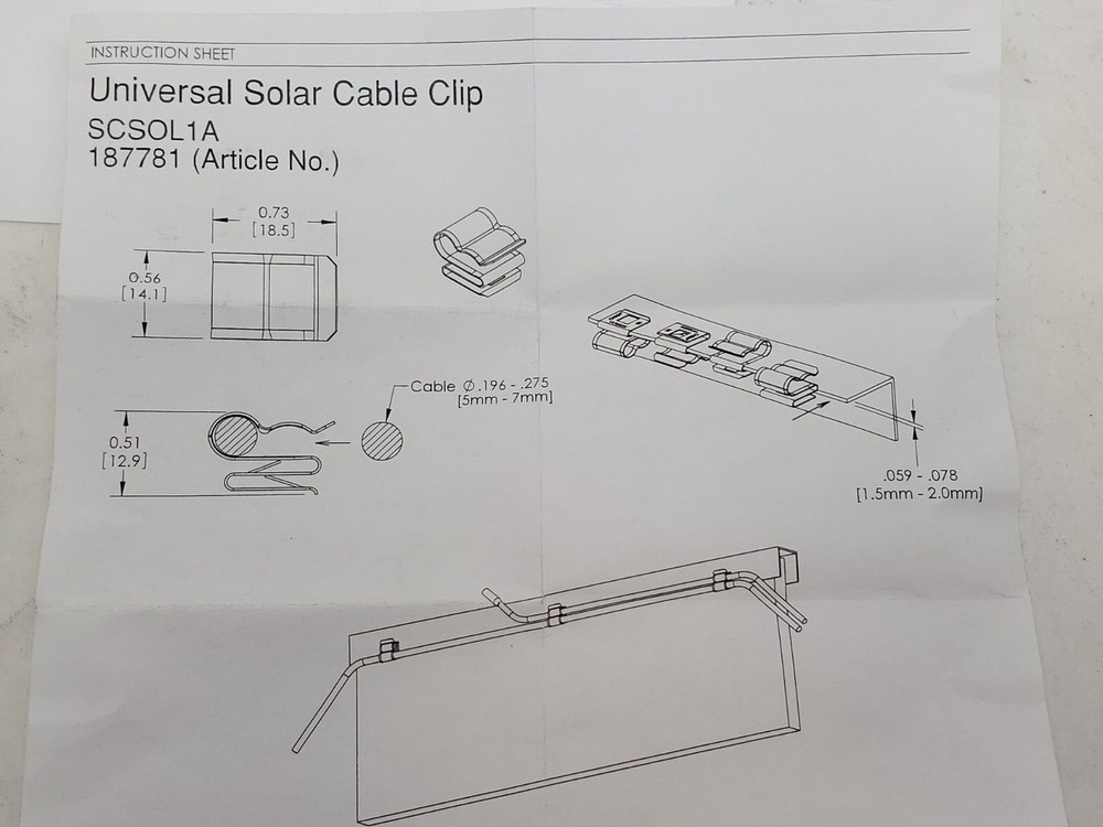 100pc CADDY ERICO SCSOL1A Solar Panel 2-Cable/Wire Managment Clips Snap Retainer