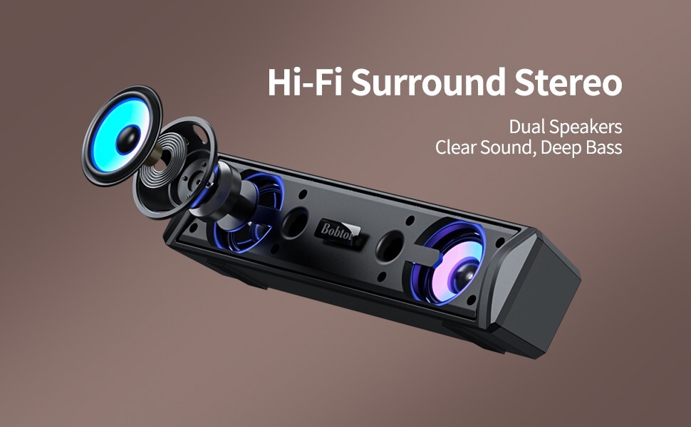 Computer Speaker Bluetooth Game Sound Bar Audio Wireless USB Wired HiFi Stereo