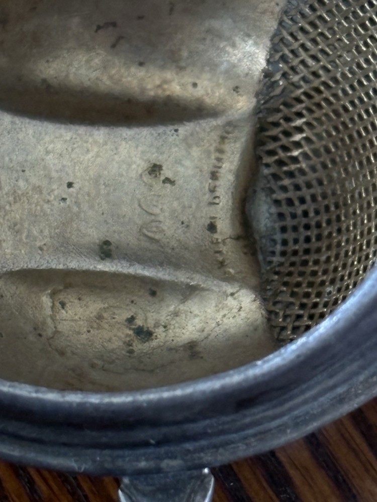 Page & Baker Antique Tea Strainer, Silverplate