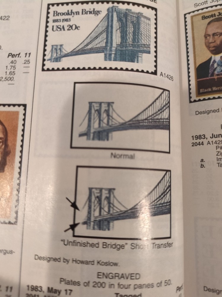 ERROR 1983 Sheet BROOKLYN BRIDGE UNFINISHED BRIDGE Short Transfer MNH