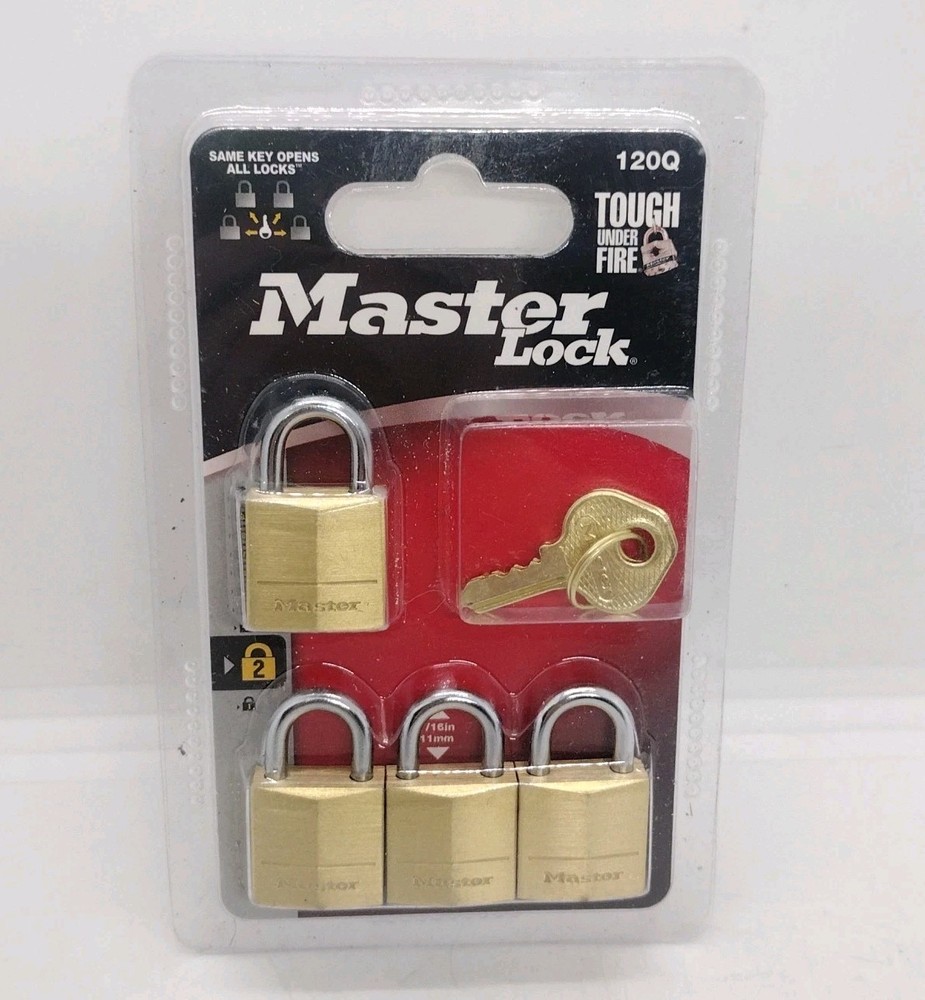 4 pack KA Padlocks Master Lock Body width 3/4" Cabinet Solid Brass 2 keys 120Q