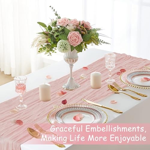 Table Runner, 10Ft 120in Cheesecloth Table Runner, Gauze Rustic Cheese Pink