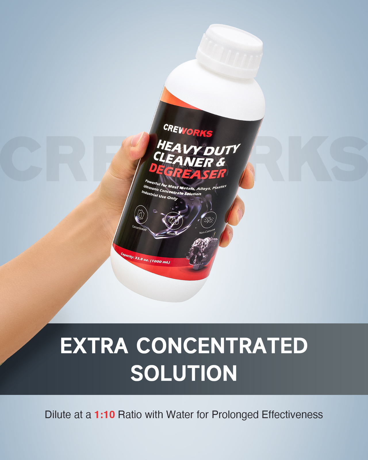 CREWORKS 34 fl oz Ultrasonic Cleaner Solution for Carburetors Engine Parts More