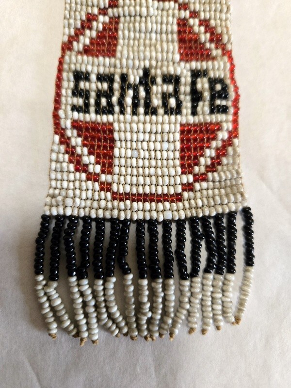 NATIVE AMERICAN SANTA FE RR BEADED WATCH FOB CIRCA 1920S VERY SPECIAL !