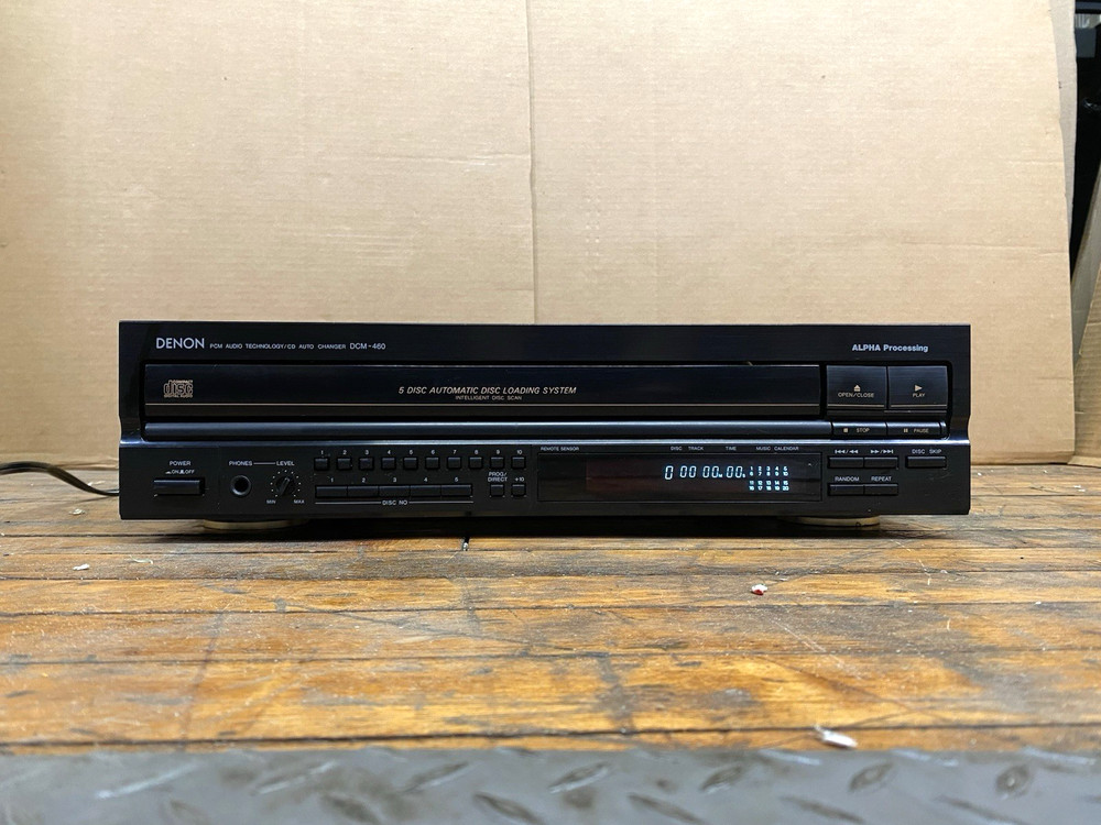 Denon DCM-460 5 Disc CD Auto Changer PCM Audio Alpha Processing Tested Works