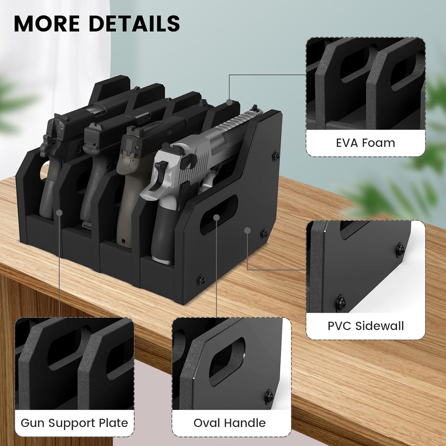 Gun Rack for 6 Handguns, Pistol Holder Organizer Accessories Gun Safe Organizer