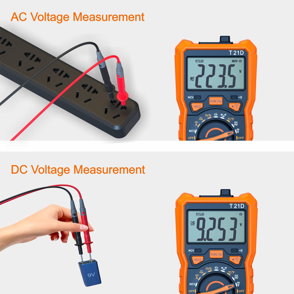 Auto-Ranging Digital Multimeter, TRMS 6000 Counts AC DC Voltmeter Ohm Volt Amp M