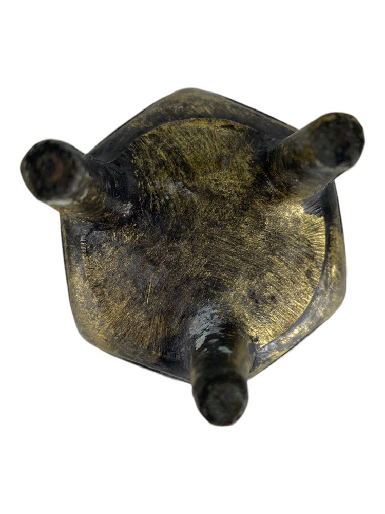 Incense Pot With Lid For Triangular Shaped Incense Gold Black Color