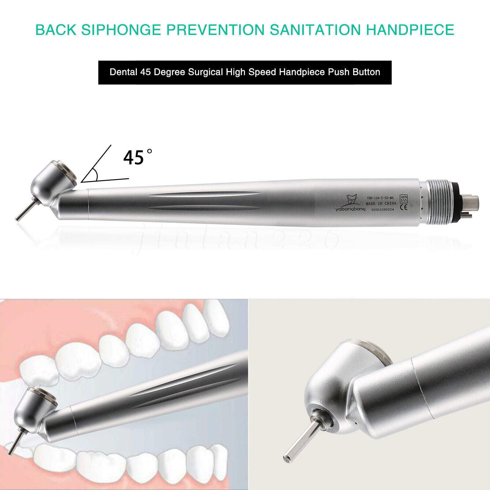 Yabangbang Dental 45 Degree Surgical High Speed Handpiece Push Button 4Hole WCA4