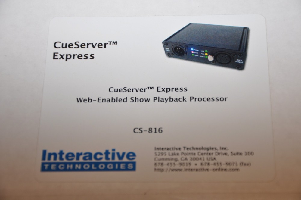 Interactive Technologies CueServer CS-816 DMX Lighting Controller w/Ethernet