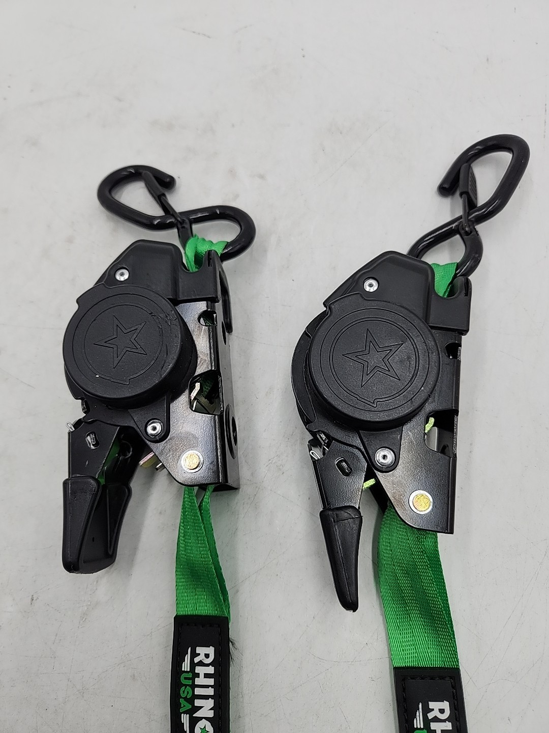 NEW Rhino USA Retractable Ratchet Strap 1" x 10' Green. Lot of 2