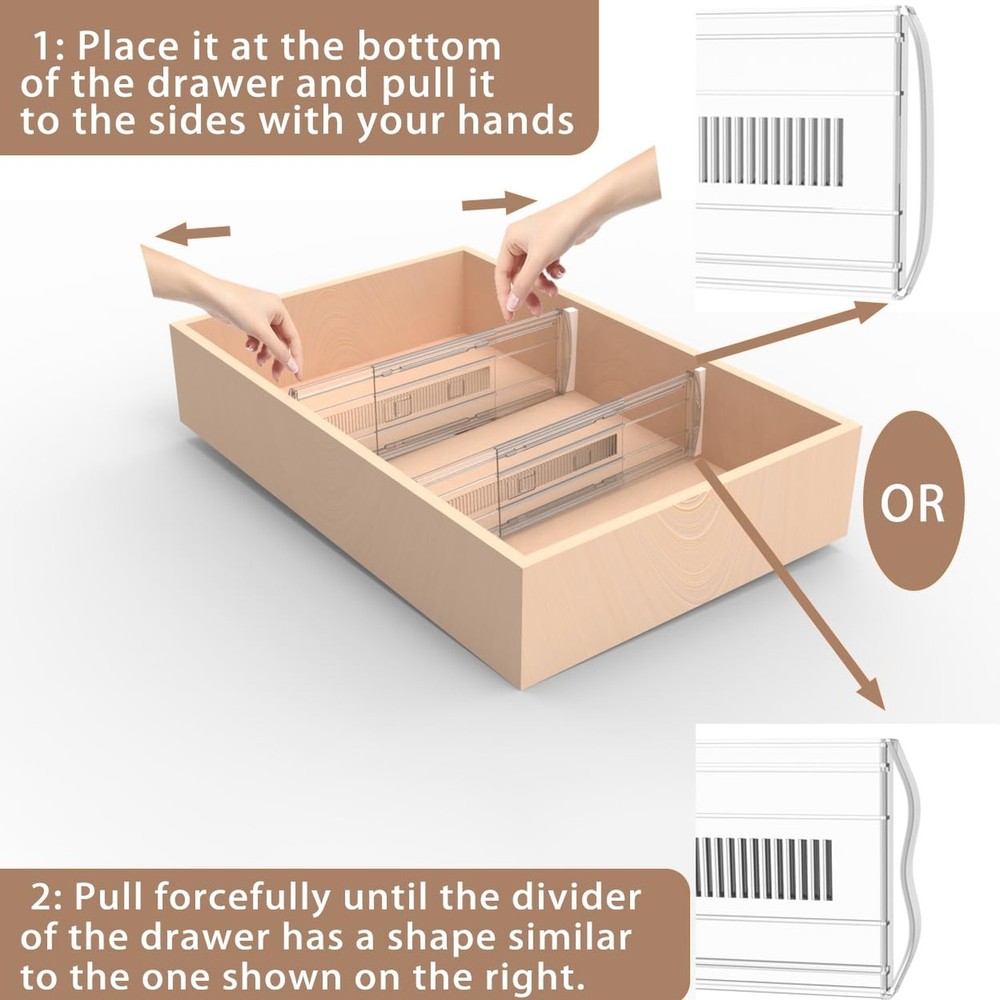 6 Pack Adjustable Drawer Dividers for Clothes,5" High Expandable From 13-21" ...