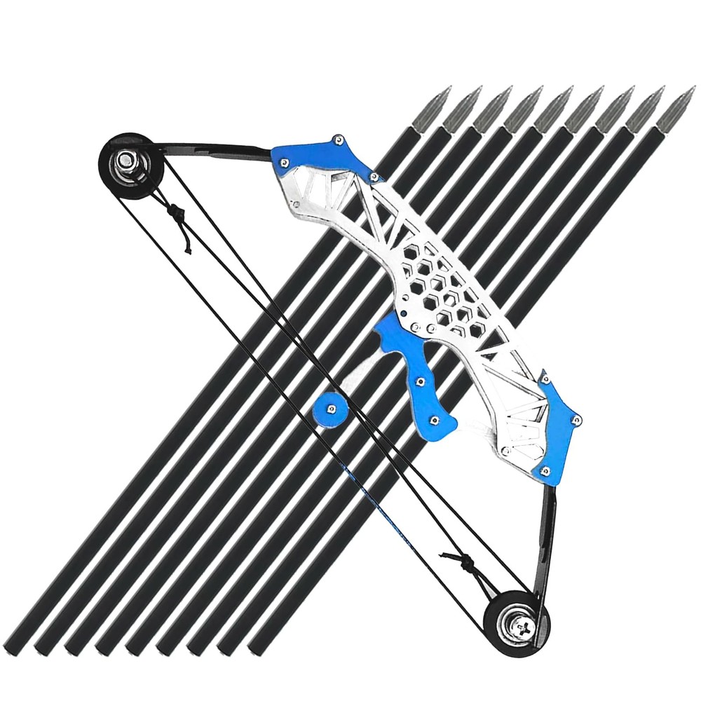 Compound Bow Archery Set Pro Competition & Training Outdoor Blue Hexagonal Desig