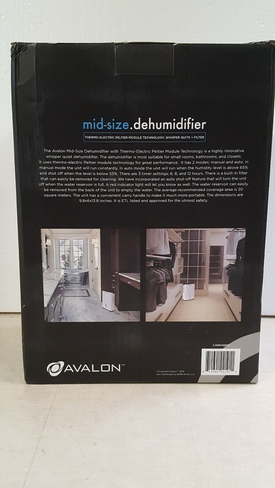 Avalon Mid Size Dehumidifier Thermo-Electric Peltier Module Technology - A1