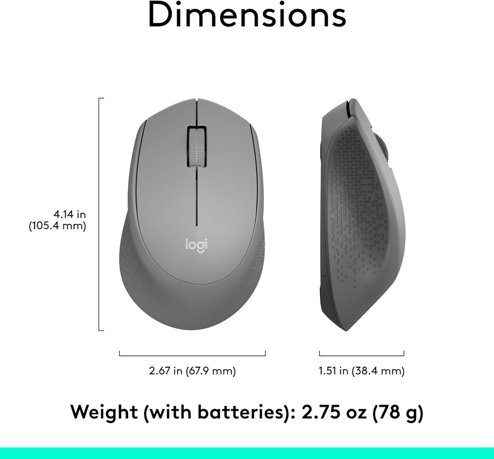 Logitech M330 SILENT Wireless Mouse, 2.4GHz with USB Receiver, Optical Tracking