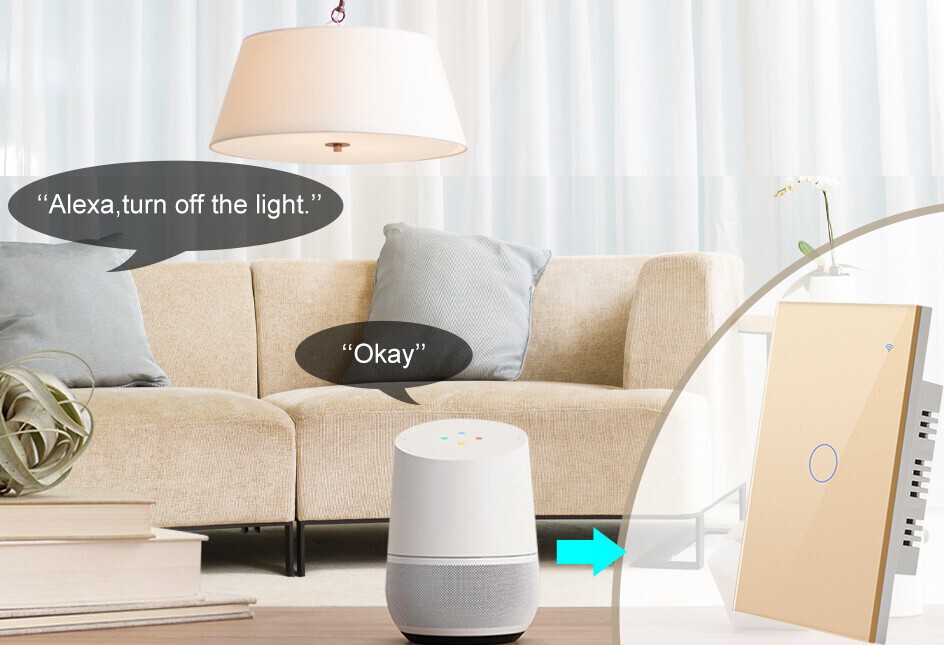 Tuya WIFI Smart Wall Light Touch Glass Panel Switch App Voice Control