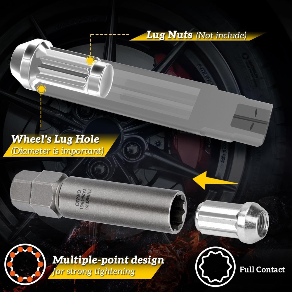 10 Spline Lug Nut Socket,Compatible with Bimecc 10 Point Socket.Dual Drive 10...