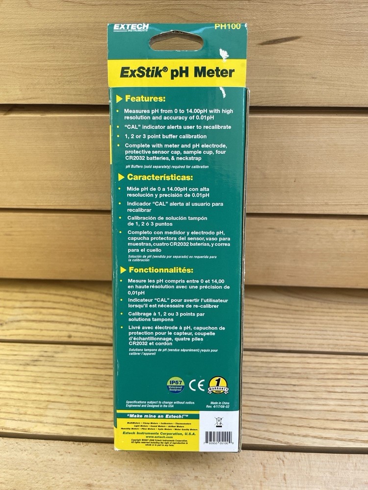Extech ExStik PH100 Waterproof pH Meter FAST SHIP