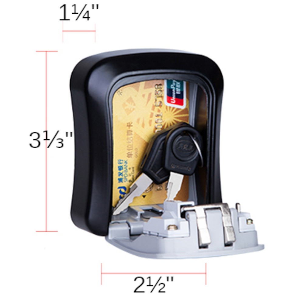 4 Digit Combination Lock Box Wall Mount Security Safe Large 5 Key Waterproof