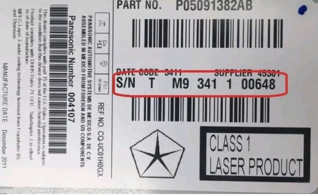 CHRYSLER ✅ JEEP ✅ RAM ✅ DODGE ✅ RADIO UNLOCK CODE ✅ T00AM ✅ T00 ✅ T**QN✅ SERIALS