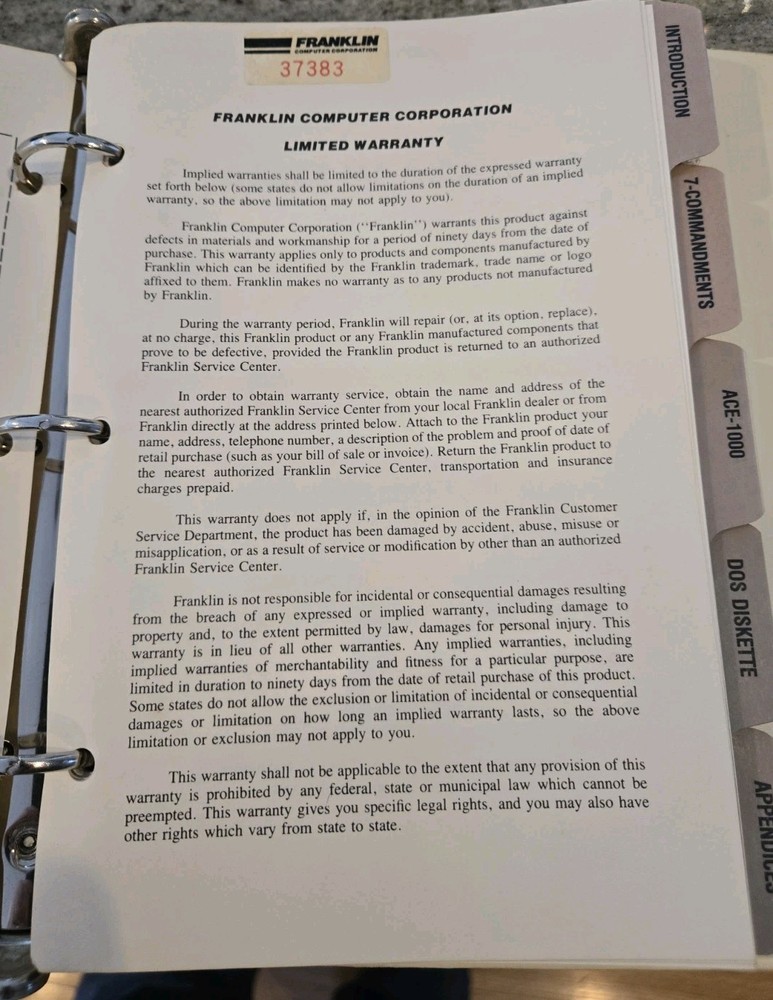 Franklin Ace 1000 User Reference Manual with Diagnostic Schematics VERY NICE