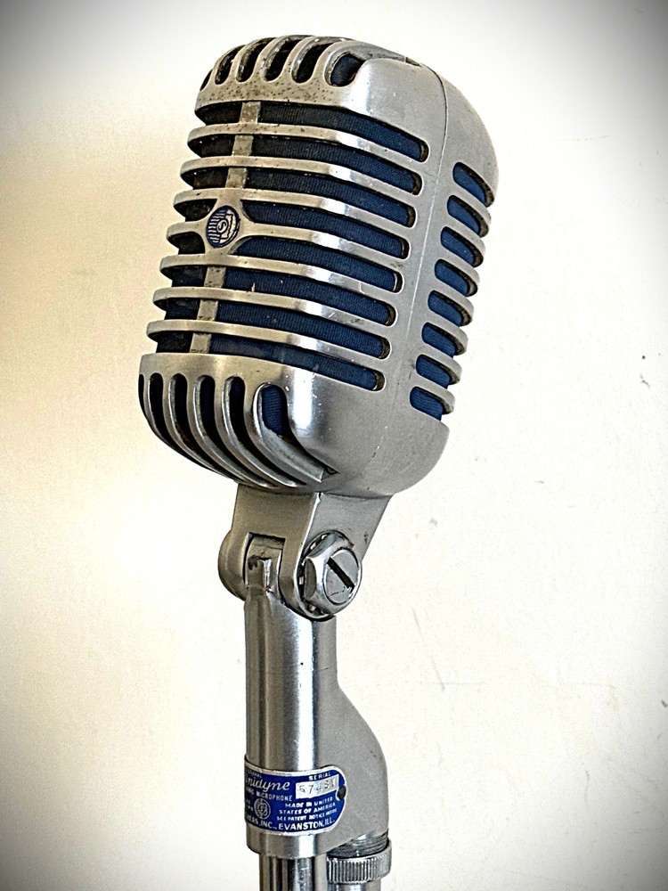 Vintage 1957's Shure 55S Dynamic Microphone, working great w/cable-stand-nice!